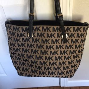 Back and Tan Michael Kors canvas tote